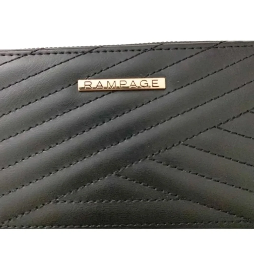 NEW Rampage Chevron Quilted Vegan Faux Leather Zip Around Wallet Fits Cell Phone